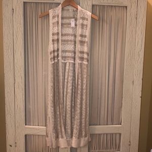 NEW W/ TAGS - GAP Beige-Striped Long Knit Jacket